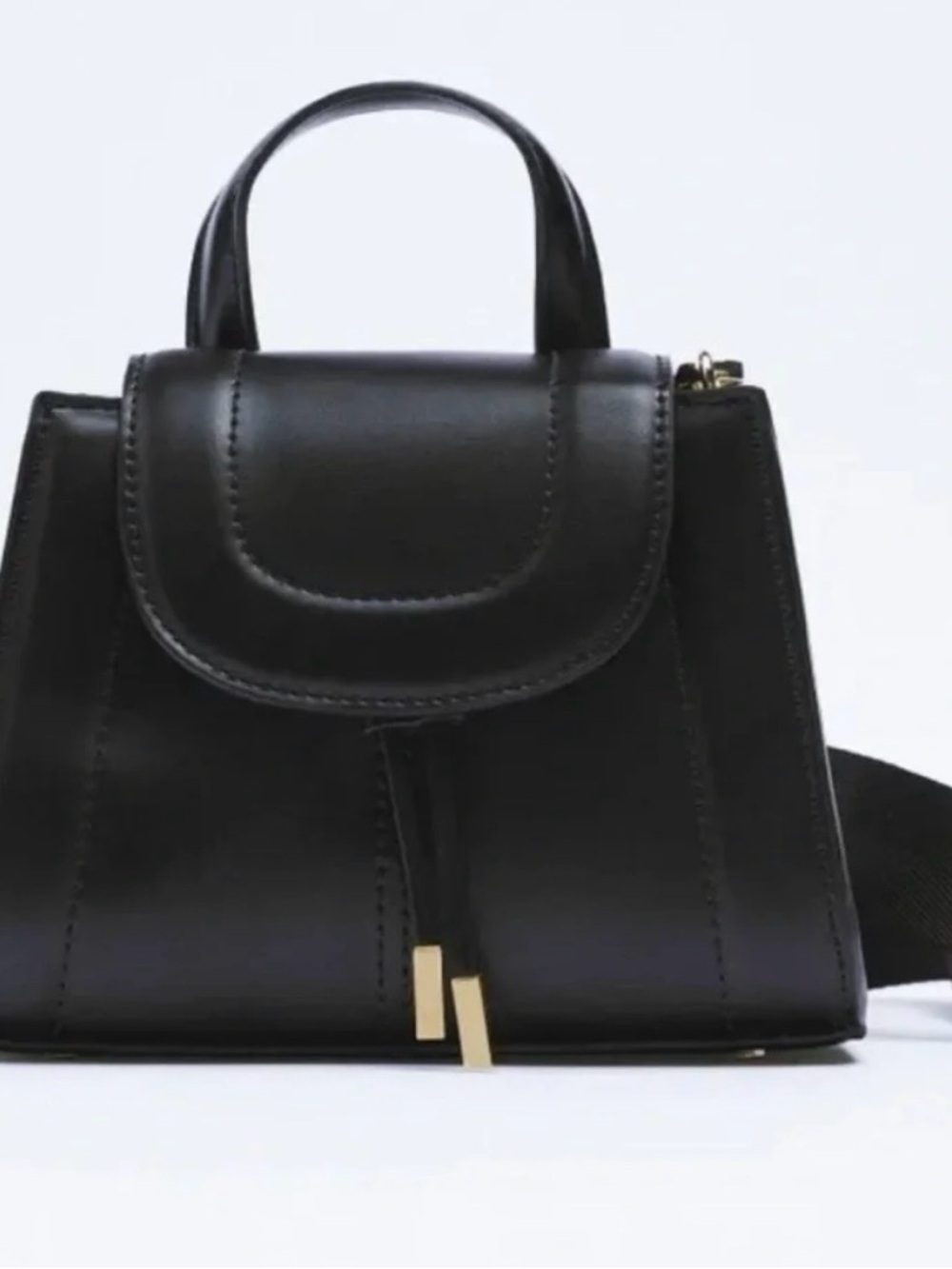 ZARA Classic Black Structured Top-Handle Bag